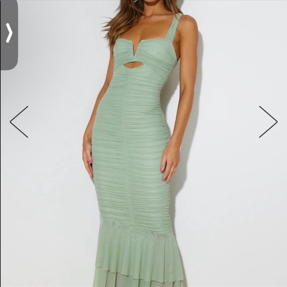 Sage green wedding guest dress
